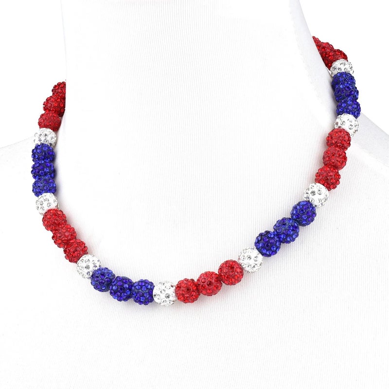 Krfy Baseball Necklaces for Boys, Bling Rhinestone Beaded Necklaces for Women Men, Diamond Baseball Drip Necklace Ice Bead Necklaces Inspired Sports Jewelry, 17.7 Inches, Age：Over 8 Years Old - Image 1